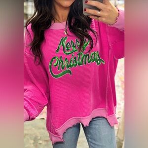 Pink Merry Christmas Sweater